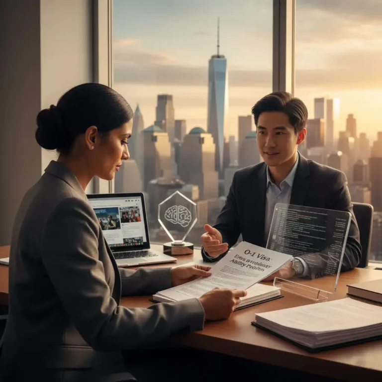 Renee Pugh, O-1 visa lawyer, reviewing an extraordinary ability petition for a tech founder